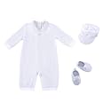 Bow Dream 3 pcs Baby Boy Baptism Outfit with Hat and Shoes