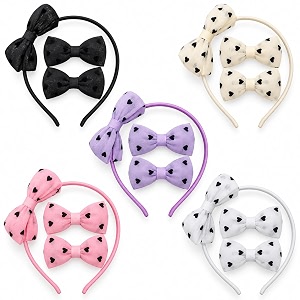bow hairband amp clips set girls kids 3 pcs combo heart print hairband-bow
