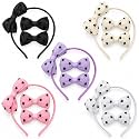 Bow Hairband &amp; Clips Set, Girls Kids, 3 Pcs Combo, Heart Print Hairband-Bow