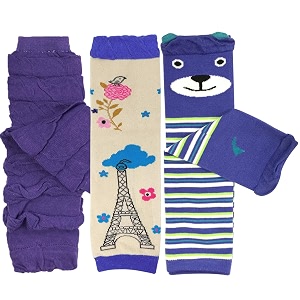 bowbear 3 pair delightful designs baby leg warmers purple in paris