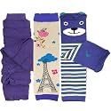 Bowbear 3 Pair Delightful Designs Baby Leg Warmers, Purple in Paris