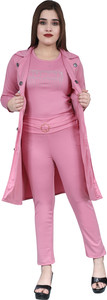 bowden  cahill pack of 3 solid cotton blend a-line kurta for women pink