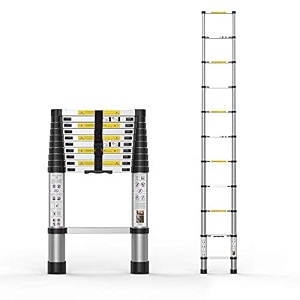 boweiti 32m105 ft aluminium foldable telescoping extension ladder aluminum telescopic laddersmulti-purpose collapsible ladder with gloves for home outdoor en131 certified