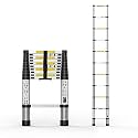 BOWEITI 3.2m(10.5 FT) Aluminium Foldable Telescoping Extension Ladder, Aluminum Telescopic Ladders,Multi-Purpose Collapsible Ladder with Gloves for Home Outdoor, EN131 Certified