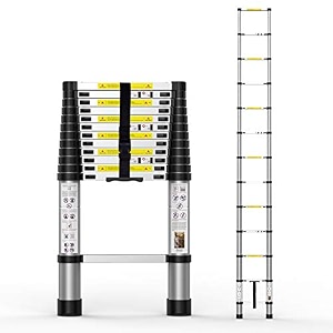 boweiti 38m125 ft aluminium foldable telescoping extension ladder aluminum telescopic laddersmulti-purpose collapsible ladder with gloves for home outdoor en131 certified