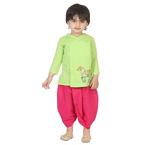 bownbee ethnic wear cotton kurta dhoti set for boys front open horse embroidered with full sleeves
