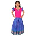 BownBee Girls Silk Blend Pavda Pattu Lehenga