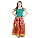 BownBee Girls Silk Blend Pavda Pattu Lehenga