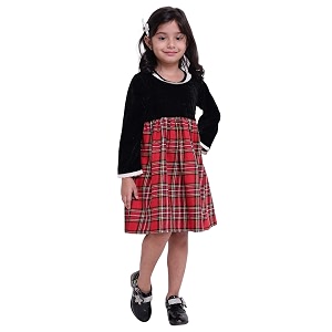 BownBee Velvet Twill Full Sleeve Dress for