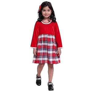 BownBee Velvet Twill Full Sleeve Dress for
