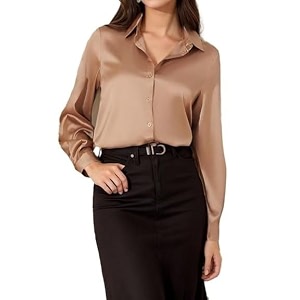 Bowrain Womens Full Sleeves Satin Shirt