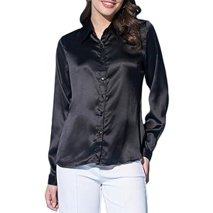 Bowrain Womens Full Sleeves Satin Shirt