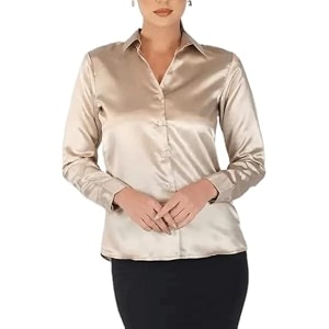 Bowrain Womens Full Sleeves Satin Shirt