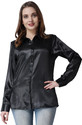 BOWRAIN Women Solid Casual Black Shirt