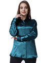 BOWRAIN Women Solid Casual Blue Shirt