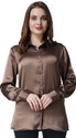 BOWRAIN Women Regular Fit Solid Spread Collar Casual Shirt