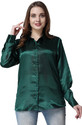 BOWRAIN Women Solid Casual Green Shirt
