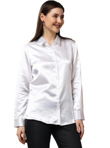 bowrain women solid casual white shirt