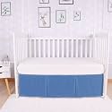 Box Pleated Crib Bed Skirt Premium 100% Cotton 800 Thread Count Nursery Crib Toddler Bedding Crib Bedskirt for Baby Boys or Baby Girls, (28" x 52") + 16" Drop Lenght - Medium Blue Solid