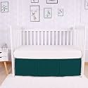Box Pleated Crib Bed Skirt Premium 100% Cotton 800 Thread Count Nursery Crib Toddler Bedding Crib Bedskirt for Baby Boys or Baby Girls, (28" x 52") + 16" Drop Lenght - Teal Solid