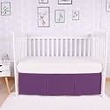 Box Pleated Crib Bed Skirt Premium 100% Cotton 800 Thread Count Nursery Crib Toddler Bedding Crib Bedskirt for Baby Boys or Baby Girls, (28" x 52") + 16" Drop Lenght - Plum Solid