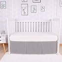 Box Pleated Crib Bed Skirt Premium 100% Cotton 800 Thread Count Nursery Crib Toddler Bedding Crib Bedskirt for Baby Boys or Baby Girls, (28" x 52") + 16" Drop Lenght - Silver Solid