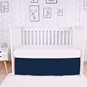 Box Pleated Crib Bed Skirt Premium 100% Cotton 800 Thread Count Nursery Crib Toddler Bedding Crib Bedskirt for Baby Boys or Baby Girls, (28" x 52") + 16" Drop Lenght - Navy Blue Solid