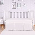 Box Pleated Crib Bed Skirt Premium 100% Cotton 800 Thread Count Nursery Crib Toddler Bedding Crib Bedskirt for Baby Boys or Baby Girls, (28" x 52") + 14" Drop Lenght - White Solid