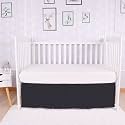 Box Pleated Crib Bed Skirt Premium 100% Cotton 800 Thread Count Nursery Crib Toddler Bedding Crib Bedskirt for Baby Boys or Baby Girls, (28" x 52") + 16" Drop Lenght - Black Solid