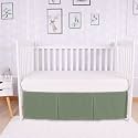 Box Pleated Mini Crib Bed Skirt Premium 100% Cotton 800 Thread Count Nursery Crib Toddler Bedding Crib Bedskirt for Baby Boys or Baby Girls, (24" x 38") + 10" Drop Lenght - Sage Solid