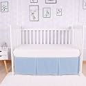 Box Pleated Mini Crib Bed Skirt Premium 100% Cotton 800 Thread Count Nursery Crib Toddler Bedding Crib Bedskirt for Baby Boys or Baby Girls, (24" x 38") + 10" Drop Lenght - Light Blue Solid