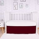Box Pleated Mini Crib Bed Skirt Premium 100% Cotton 800 Thread Count Nursery Crib Toddler Bedding Crib Bedskirt for Baby Boys or Baby Girls, (24" x 38") + 10" Drop Lenght - Burgundy Solid
