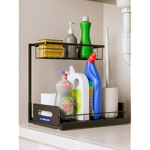 boxjoy 2 tier metal under sink organiser for bathroom amp kitchen