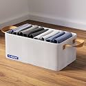 BOXJOY Pack of 1 Premium Storage Organiser Box for Clothes with Strong Steel Frame &amp; Handle, Foldable Closet Basket for Wardrobe, Cupboard, Almirah Shelves, Home Essentials for Boys Girls Cloth