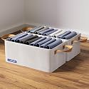 BOXJOY Pack of 2 Premium Storage Organiser Box for Clothes with Strong Steel Frame &amp; Handle, Foldable Closet Basket for Wardrobe, Cupboard, Almirah Shelves, Home Essentials for Boys Girls Cloth