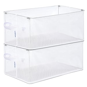 boxjoy foldable      transparent storage cloth organizer box for clothes with handle closet organiser basket for wardrobe cupboard almirah shelves hostel essentials