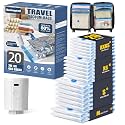 BoxLegend 20 Pack Travel Vacuum Storage Bags with Wireless USB Electric Pump (1200mAh) 4 Sizes for Luggage, Suitcase &amp; Backpack Must-Have Travel Essentials Save 80% Space for Clothes &amp; Packing