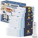 BoxLegend Vacuum Storage Bags with Electric Pump 30 Combo (8XL, 8L, 4M, 4S, 4XS, 2XXS) Heavy-Duty Thickened Vacuum Seal Bags for Clothing Space Saving for Closet &amp; Travel Pillow Comforters Bedding