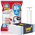 BoxLegend Vacuum Storage Bags with Hand Pump 6 Large 23.6’’x31.5’’ Thickened Vacuum Seal Bags for Clothing Coat Bedding Quilt Blanket Pillow Comforters