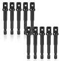 BOXOB 10pcs 3/8 Impact Adapter, 1/4 to 3/8 Chrome Vanadium Steel Extension Impact Driver Socket Drill Bit Practical Replacement Accessories for Drill Industry Home Use(Black)