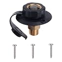 BOXOB RV City Water Inlet with Brass Check Valve, 3/4" NH Female to 1/2" NPT Male RV Fresh Water Inlet Filter Connection Replacement for Camper Trailer Motorhome (Black)