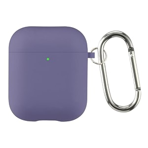 case cover for apple airpods 1 amp airpods 2  silicone case with inner microfiber lining amp keychain hook only for apple airpods  greyish blue