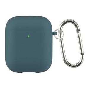 case cover for apple airpods 1 amp airpods 2  silicone case with inner microfiber lining amp keychain hook only for apple airpods  pine neddle green