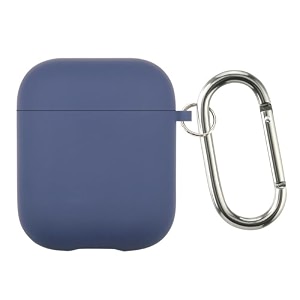 case cover for apple airpods 1 amp airpods 2  silicone case with inner microfiber lining amp keychain hook only for apple airpods  oxford blue