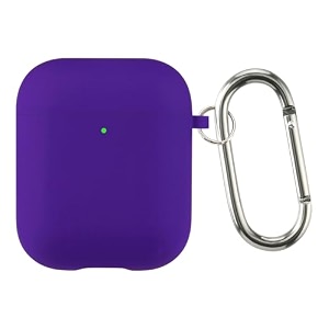 case cover for apple airpods 1 amp airpods 2  silicone case with inner microfiber lining amp keychain hook only for apple airpods  dark purple
