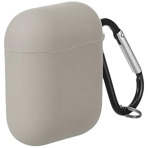 case cover for apple airpods 1 amp airpods 2  silicone case with inner microfiber lining amp keychain hook only for apple airpods  concrete grey