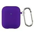 Case Cover for Apple AirPods 1 &amp; Airpods 2 | Silicone Case with Inner Microfiber Lining &amp; Keychain Hook| Only for Apple Airpods | Dark Purple