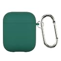 Case Cover for Apple AirPods 1 &amp; Airpods 2 | Silicone Case with Inner Microfiber Lining &amp; Keychain Hook| Only for Apple Airpods | Dark Green