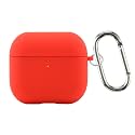 Case Cover for Apple AirPods 4 | Silicone Case with Inner Microfiber Lining &amp; Keychain Hook| Only for Apple Airpods | Red