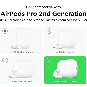 case cover for apple airpods pro 2  silicone case with inner microfiber lining amp keychain hook only for apple airpods  apple green